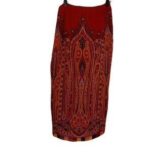 Worth 2 Multicolor Paisley Pencil Faux Wrap Pure Silk Maxi Skirt Hippie Boho